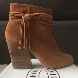 Peep toe suede booties